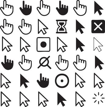 Collection of diverse cursor icons for digital interfaces vector