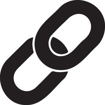 Simple transparent and white icon of two interlocking chain links vector
