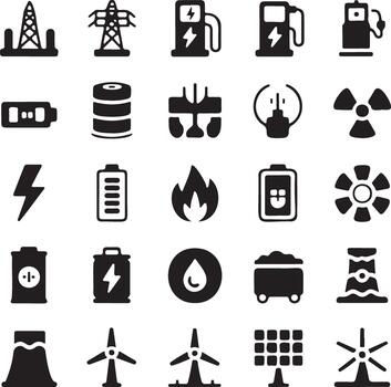 colección de energía íconos representando varios poder fuentes y conceptos vector
