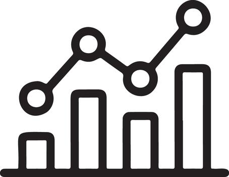 Bar chart and line graph icon representing data trends vector