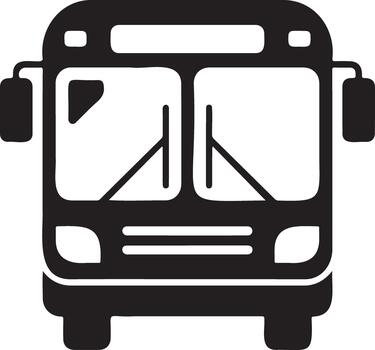 Front view silhouette icon of a modern bus vector