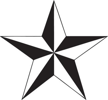 Classic five pointed star with alternating transparent and white sections vector