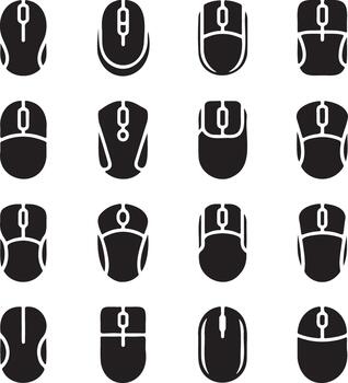 colección de computadora ratón íconos en transparente y blanco vector