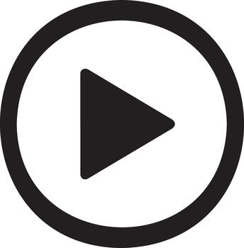 Simple transparent play button icon inside a circle vector