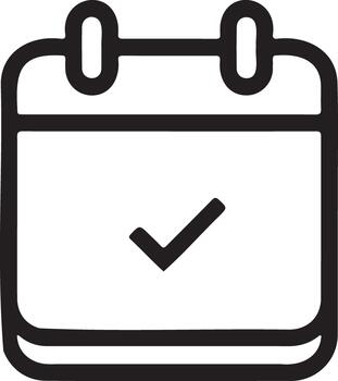 Minimalist Calendar Icon with Checkmark in Clean Modern Line Art vector