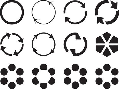 Collection of circular arrows and dot patterns vector
