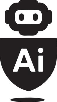 Artificial intelligence shield and robot icon vector