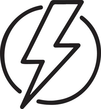 Minimal Lightning Bolt in Circle Icon on Transparent Background vector