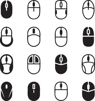 colección de computadora ratón íconos en varios estilos y colores vector