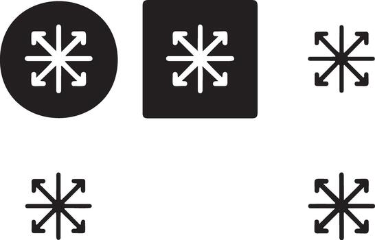 Set of expand and collapse icons in various shapes vector