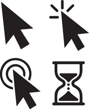 Collection of four computer mouse cursor icons vector