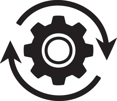 Gear with circular arrows symbolizing process and workflow vector