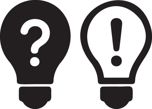 Lightbulb with question mark and exclamation point symbols vector