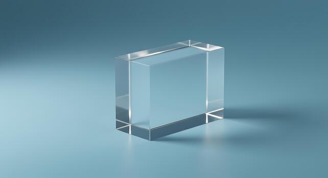 Acrylic Glass Block Mockup Clear Display Stand Empty Solid Rectangle Studio photo
