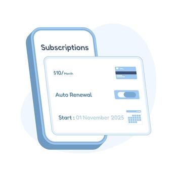 Subscription auto-renewal . Calendar showing renewal, recurring payment software, monthly fee program, subscription management, digital service revenue concept illustration. vector