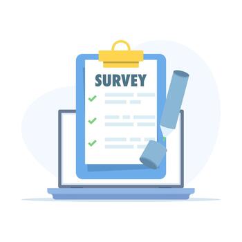 Digital survey illustration, users completing online forms, feedback and opinion collection, online test platform, customer insights, survey concept design. vector
