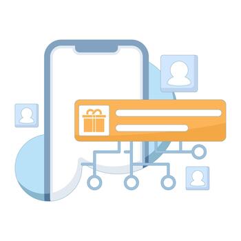 Ecommerce loyalty program offering automated AI personalization, discount gifts, retention improvement through targeted personalized push notifications, customer engagement. vector