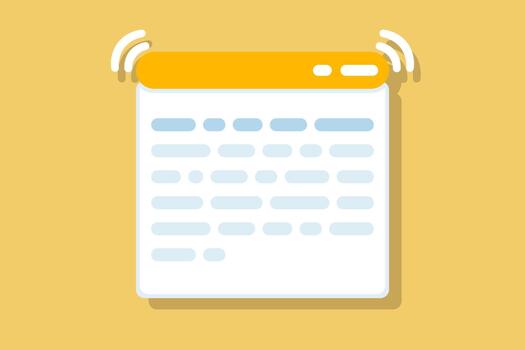 Modern flat web page icon in a clean cartoon style, showing a browser window with site text, representing internet pages, blogs, and article information. flat design illustration vector