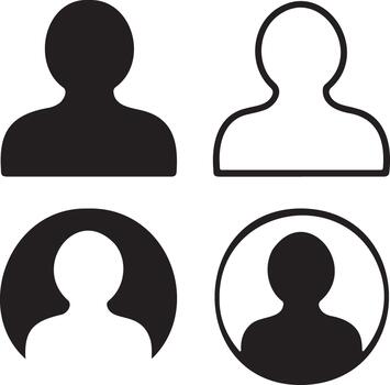 Four silhouette user profile icons in transparen and white vector