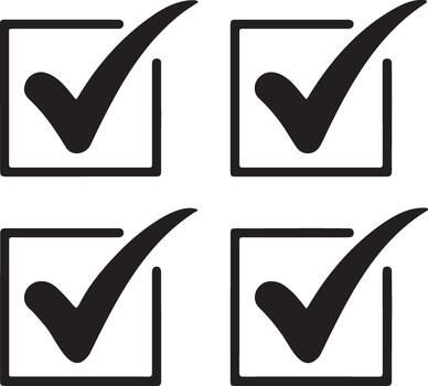 Four transparen checkmarks in square boxes on a white background vector