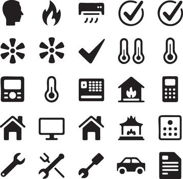 Collection of icons representing home automation and smart devices vector