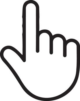 Simple outline of a hand pointing upwards with index finger extended vector