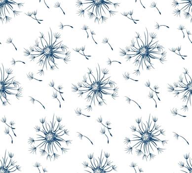 Seamless background with field dandelion. vector