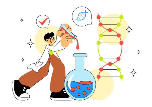 Scientist performing an experiment in a lab vector