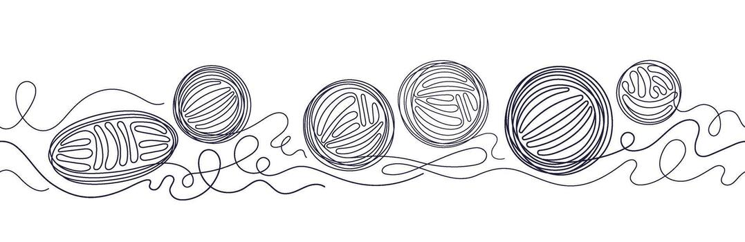 Balls of thread. Seamless pattern. Line art frieze vector