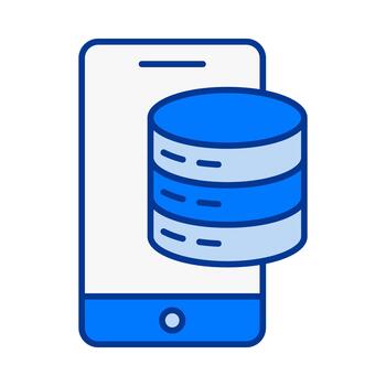 Database on Mobile Device Icon in Modern Flat Colored Style for App Data and Cloud Access vector