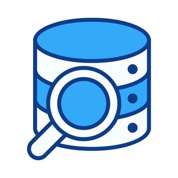 Database Search Magnifier Icon in Flat Colored Style for Query Lookup and Data Filtering vector
