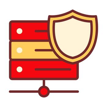 Server Shield Badge in Flat Colored Style for Data Protection and Cyber Defense vector