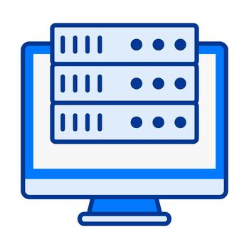 Server on Laptop Badge in Flat Colored Style Showing Remote Access and Online Management vector