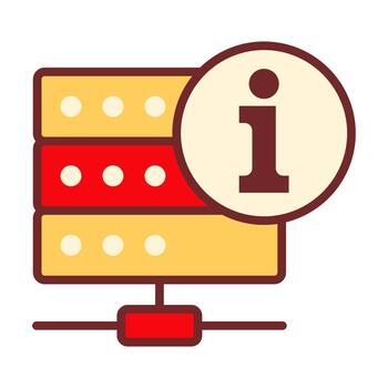 Server Info Badge in Flat Colored Style Showing Information Access and System Details vector