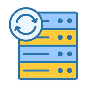 Server Refresh Badge in Flat Colored Style Representing Reload Update and System Reset vector