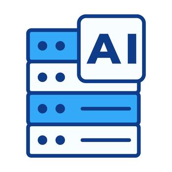 Server AI Badge in Flat Colored Style Featuring Smart Processing and Intelligent Computing vector