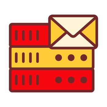 Server Mail Notification Badge in Flat Colored Style Showing Incoming Message Alert vector