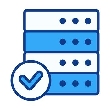 Server Check Badge in Flat Colored Style Showing Verified Status and Successful System Approval vector