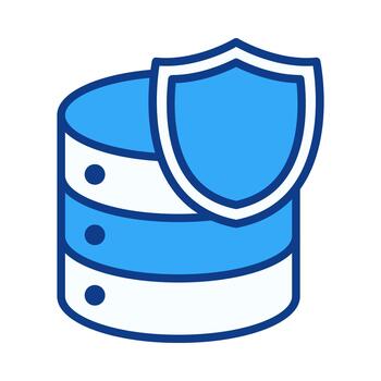 Database Shield Protection Icon in Flat Colored Style for Reliable and Safe Information Storage vector