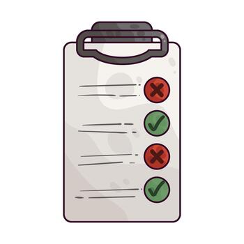 Checklist with Tick and Cross Marks Illustration vector