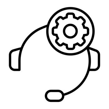 Operator gear icon. Outline operator gear icon for web design isolated on white background vector