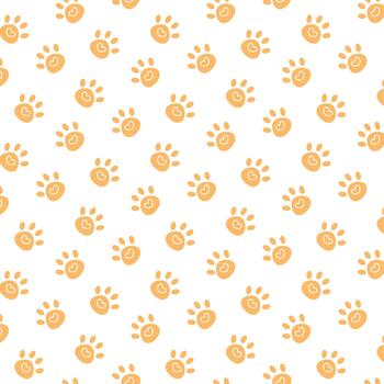 un encantador sin costura modelo con naranja pata huellas dactilares en un blanco antecedentes vector