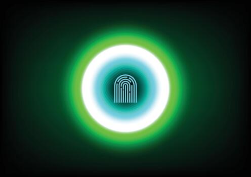 Neon Fingerprint Design in Light Circle for Security Concept vector