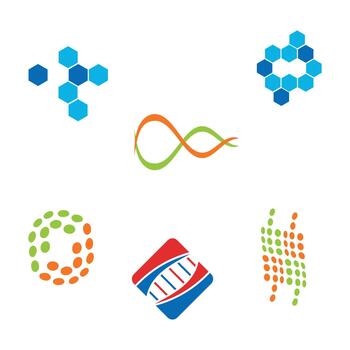 New DNA Molecules Hexagon logo icon vector