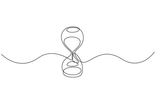 Hourglass time concept continuous line art simple outline design vector
