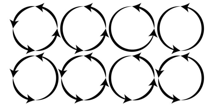 Rotating Arrow Circle Icon Set for Infographic Recycling Process, Refresh Reload Loop Rotation Symbol Collection for Workflow, Update, Cycle and Directional Navigation Concepts vector