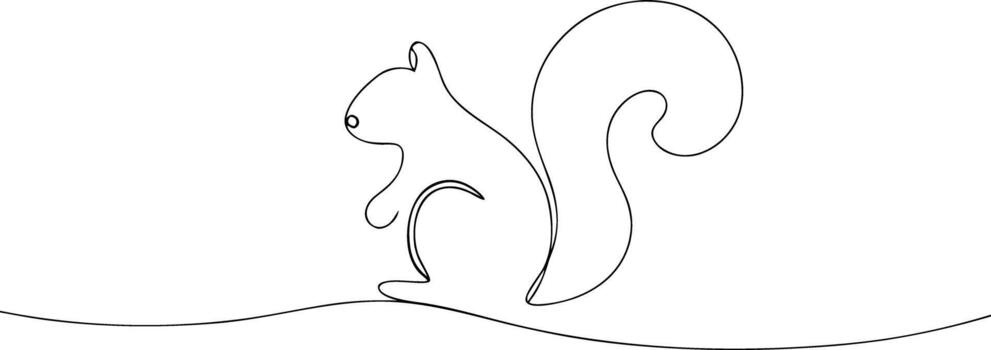 Single line drawing of a squirrel on a white background vector