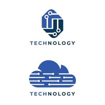 technology circuit cloud logo design concept for modern tech business startup vector