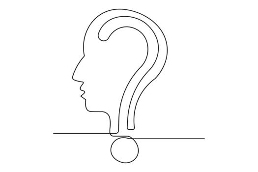 Question mark one line drawing in modern clean minimalist isolate outline style vector