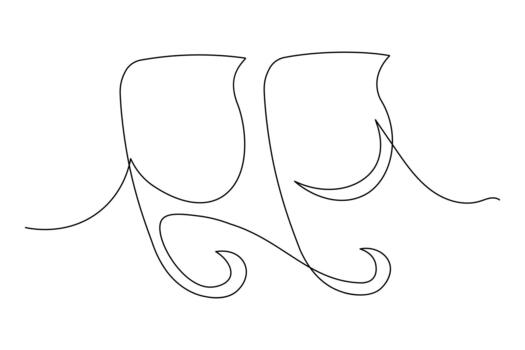 Quote mark isolated minimal outline created in smooth one line art vector